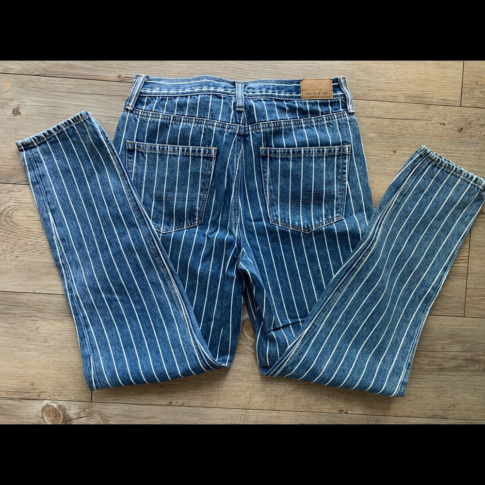 Striped denim jeans